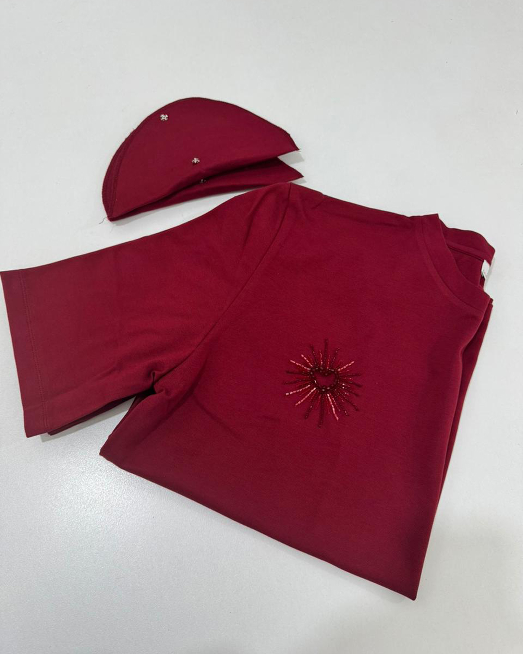 Red heart Swarovski Tshirt (Red) - Image 3