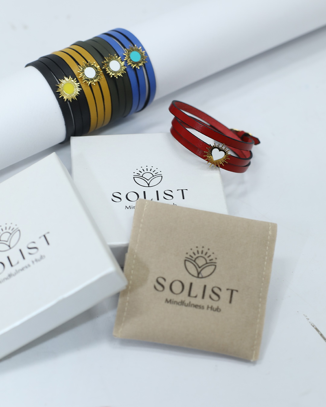 Solist Leather Bracelet - 18 kt Gold