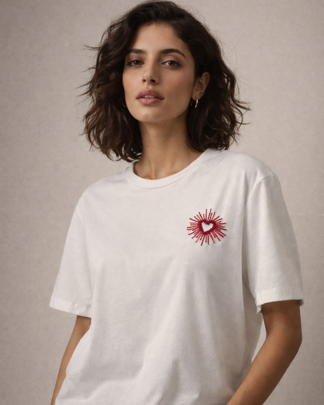 Red Heart Swarovski Tshirt (white)